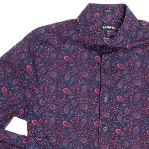 Express Men's Multicolor Paisley Long Sleeves Extra Slim Button Down Shirt Small